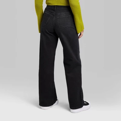 Women's Super-High Rise Wide Leg Baggy Jeans - Wild Fable™ Black Wash 4 Women's Super-High Rise Wide Leg Baggy Jeans - Wild Fable™ Black Wash - Image 2