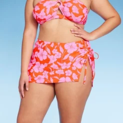Women's Cinch Side Skirt Cover Up - Wild Fable™ Orange/Pink Tropical Print -Target GUEST f465aafc dd5d 468a a3c1 9c4b5ba2b81c