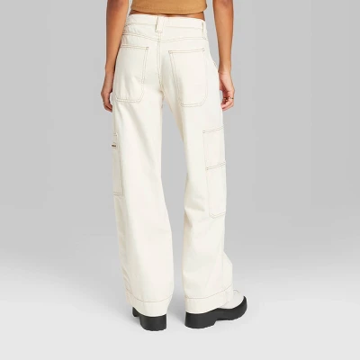Women's High-Rise Cargo Baggy Jeans - Wild Fable™ Off-White 4 Women's High-Rise Cargo Baggy Jeans - Wild Fable™ Off-White - Image 2