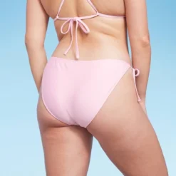 Women's Side-Tie Scoop Front High Leg Cheeky Bikini Bottom - Wild Fable™ Light Pink Lurex -Target GUEST faf96daf b975 4985 86e7 020de1810539
