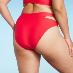 Women's Side Cut Out Mid-Rise High Leg Cheeky Bikini Bottom - Wild Fable™ Red -Target GUEST feedd75d 21d9 49f3 904c fb52389a88f4